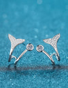 Moissanite Fishtail Rhodium-Plated Earrings