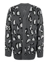 Leopard Open Front Dropped Shoulder Cardigan