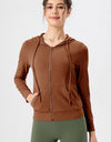Drawstring Zip Up Hooded Active Outerwear