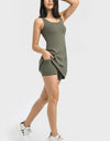 Square Neck Sports Tank Dress with Full Coverage Bottoms