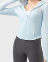Pocketed Zip Up Hooded Long Sleeve Active Outerwear