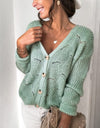 Openwork Button Up Long Sleeve Cardigan