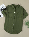 Pocketed Button Up Short Sleeve Denim Shirt