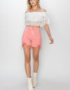 RISEN High Rise Distressed Denim Shorts