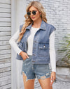 Cap Sleeve Denim Jacket with Pockets