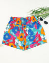 Drawstring Printed High Waist Shorts