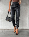Smocked High Waist Pants with Pockets