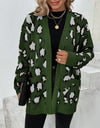 Leopard Open Front Dropped Shoulder Cardigan