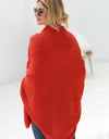 Dolman Sleeve Open Front Ribbed Trim Longline Cardigan