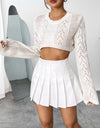 Openwork Round Neck Knit Top