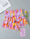Contrast Print Elastic Waist High Waist Shorts