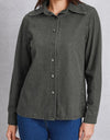 Collared Neck Button Up Denim Top