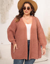Plus Size Open Front Dropped Shoulder Knit Cardigan