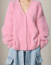 Button Up Dropped Shoulder Cardigan