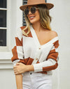 Plaid V-Neck Dropped Shoulder Cardigan