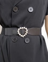 Pearl Heart Buckle Elastic Belt