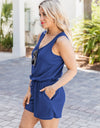 Scoop Neck Wide Strap Romper with Pockets