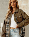 Plaid Collared Denim Jacket
