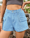 High-Waist Denim Shorts with Pockets