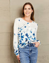 Woven Right Floral Button Front Round Neck Cardigan
