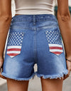Raw Hem Denim Shorts with Pockets