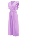 Ruffled Surplice Cap Sleeve Jumpsuit