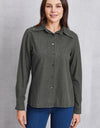 Collared Neck Button Up Denim Top