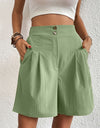 Pocketed Half Elastic Waist Shorts