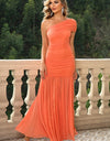 One-Shoulder Ruched Maxi Dress