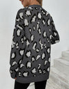 Leopard Open Front Dropped Shoulder Cardigan