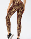 Animal Print Slim Fit Wide Waistband Long Sports Pants