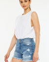 Kancan Full Size High Rise Raw Hem Denim Shorts