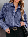 Collared Neck Buttoned Denim Shirt