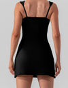 Square Neck Sleeveless Slit Mini Active Dress