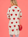 Heart Graphic Open Front Cardigan with Pockets