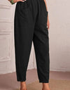Elastic Waist Pocket Tapered Pants
