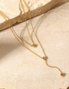 Stainless Steel Zircon Double-Layered Necklace