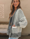 Waffle-knit Pocketed Open Front Cardigan