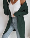 Ribbed Open Front Hooded Cardigan with Pockets