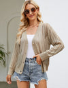 Openwork Button Front V-Neck Cardigan