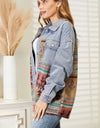 Collared Neck Dropped Shoulder Denim Jacket