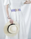 Geometric Buckle Elastic Wide Belt