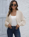 Bat Sleeve Open Front Short Cardigan