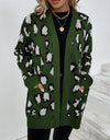 Leopard Open Front Dropped Shoulder Cardigan