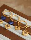 Heart Shape Lapis Lazuli Dangle Earrings