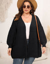 Plus Size Open Front Dropped Shoulder Knit Cardigan