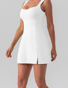 Square Neck Sleeveless Slit Mini Active Dress