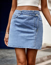 Asymmetrical Denim Mini Skirt