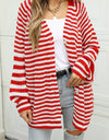 Striped Button Up Long Sleeve Cardigan