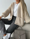 Open Front Dropped Shoulder Cardigan